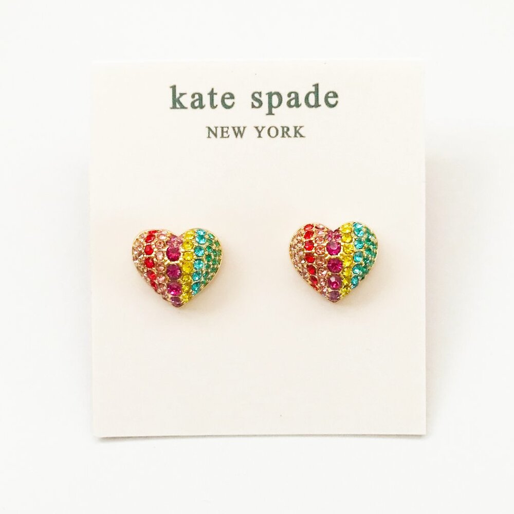 Kate Spade Multicolor Rhinestones Heart Stud Earrings